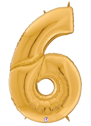64in Betallic Gold Number 6 Gigaloons - Joker Party Supply