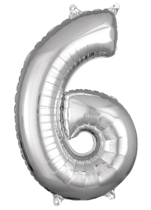 26in Anagram Silver Number 6 Balloon - Joker Party Supply