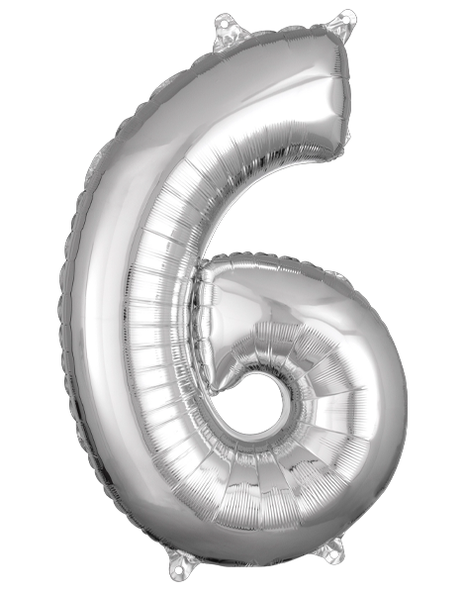 26in Anagram Silver Number 6 Balloon - Joker Party Supply