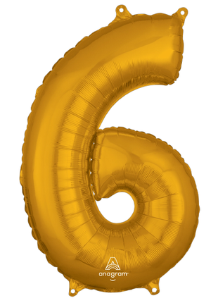 26in Anagram Gold Number 6 Balloon - Joker Party Supply
