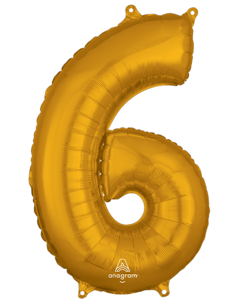 26in Anagram Gold Number 6 Balloon - Joker Party Supply