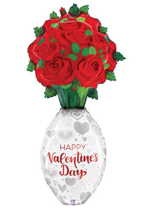 66in Betallic Special Delivery Valentine Rose Vase Balloon