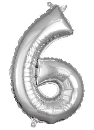 16in Anagram Air-Filled Silver Number 6 Balloon - Joker Party Supply
