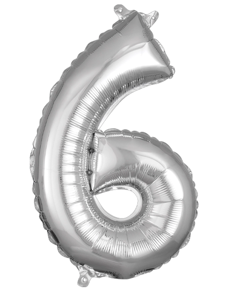 16in Anagram Air-Filled Silver Number 6 Balloon - Joker Party Supply
