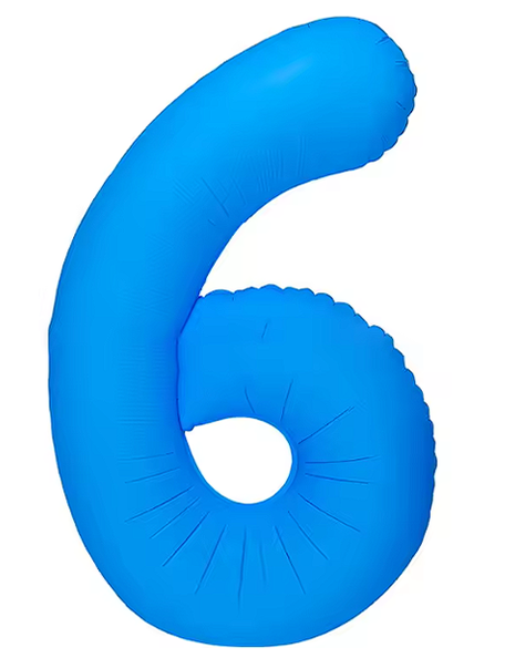 Globo azul neón número 6 de DecoChamp de 34 pulgadas
