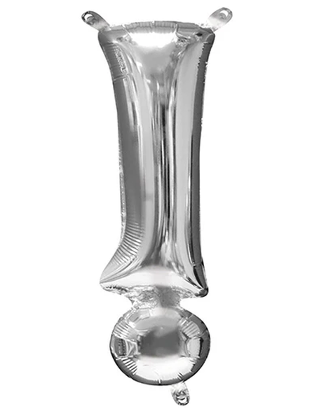 16in Anagram Silver ! Symbol Balloon - Joker Party Supply