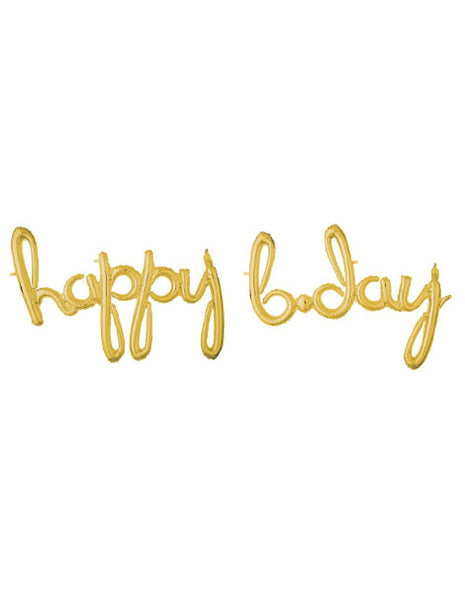 76in Anagram Gold Script Phrase Happy B.Day Balloon