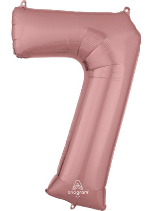 Globo con anagrama número 7 de oro rosa de 34 pulgadas