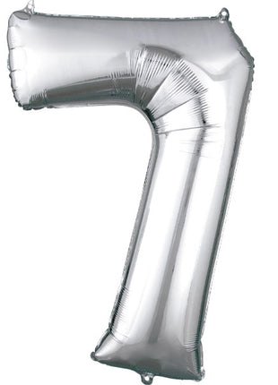 34in Anagram Silver Number 7 Balloon - Joker Party Supply