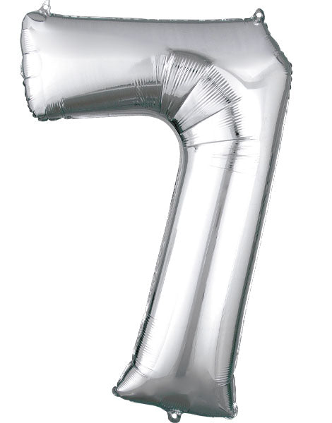34in Anagram Silver Number 7 Balloon - Joker Party Supply