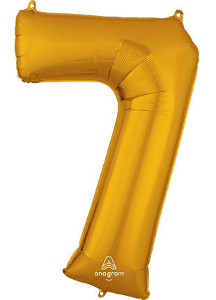 34in Anagram Gold Number 7 Balloon - Joker Party Supply