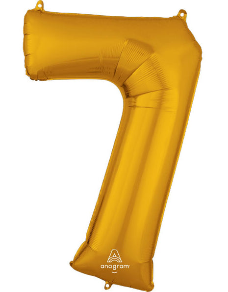 34in Anagram Gold Number 7 Balloon - Joker Party Supply