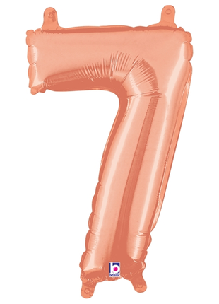 14in Betallic Air-Filled Rose Gold Number 7 Balloon - Joker Party Supply