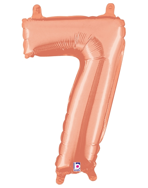 14in Betallic Air-Filled Rose Gold Number 7 Balloon - Joker Party Supply