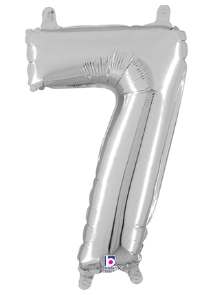 14in Betallic Air-Filled Silver Number 7 Balloon - Joker Party Supply
