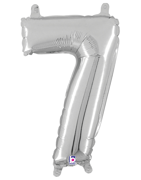 14in Betallic Air-Filled Silver Number 7 Balloon - Joker Party Supply