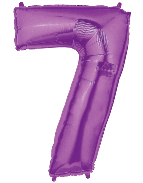 34in Betallic Purple Number 7 Megaloons - Joker Party Supply