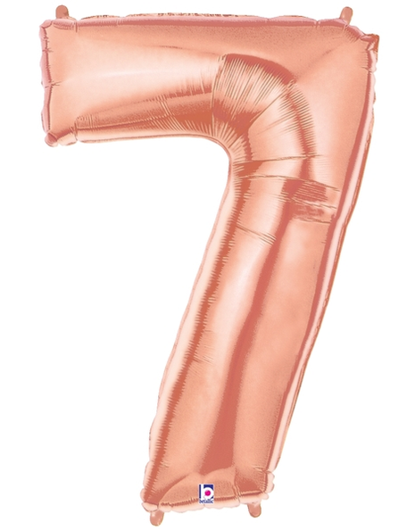 34in Betallic Rose Gold Number 7 Megaloons - Joker Party Supply