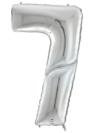 64in Betallic Silver Number 7 Gigaloons - Joker Party Supply