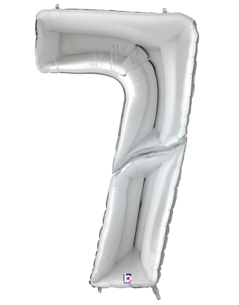 64in Betallic Silver Number 7 Gigaloons - Joker Party Supply
