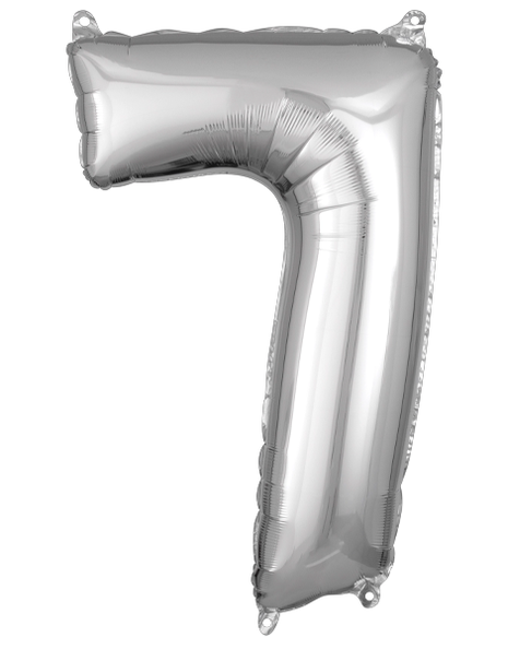 26in Anagram Silver Number 7 Balloon - Joker Party Supply