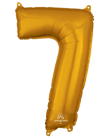 26in Anagram Gold Number 7 Balloon - Joker Party Supply