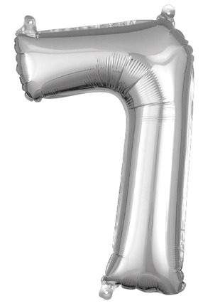 16in Anagram Air-Filled Silver Number 7 Balloon - Joker Party Supply