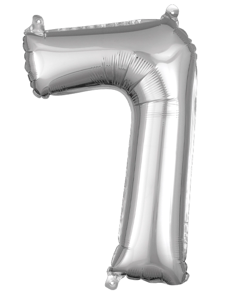 16in Anagram Air-Filled Silver Number 7 Balloon - Joker Party Supply