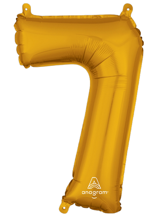 16in Anagram Air-Filled Gold Number 7 Balloon - Joker Party Supply