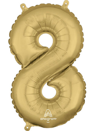 34in Anagram White Gold Number 8 Balloon - Joker Party Supply