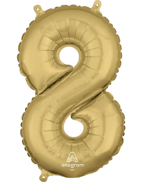34in Anagram White Gold Number 8 Balloon - Joker Party Supply