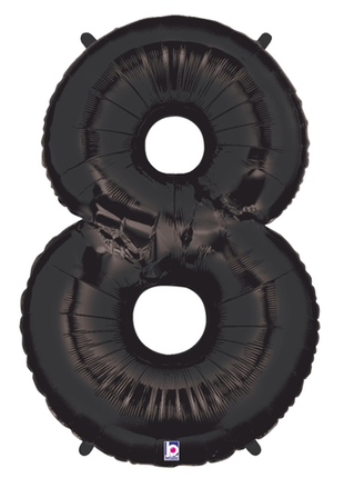 34in Betallic Black Number 8 Megaloons - Joker Party Supply