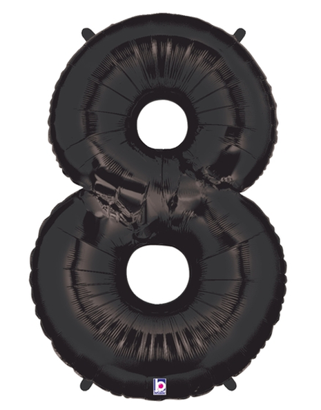 34in Betallic Black Number 8 Megaloons - Joker Party Supply