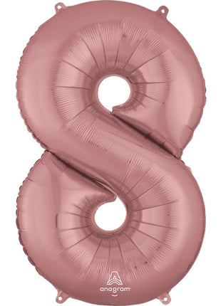Globo con anagrama número 8 de oro rosa de 34 pulgadas