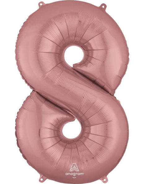 Globo con anagrama número 8 de oro rosa de 34 pulgadas