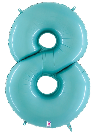 34in Betallic Pastel Blue Number 8 Megaloons - Joker Party Supply