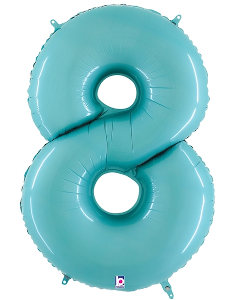 34in Betallic Pastel Blue Number 8 Megaloons - Joker Party Supply