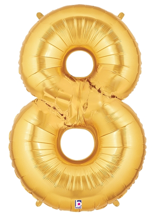 34in Betallic Gold Number 8 Megaloons - Joker Party Supply