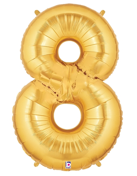 34in Betallic Gold Number 8 Megaloons - Joker Party Supply