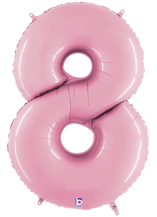 34in Betallic Pastel Pink Number 8 Megaloons - Joker Party Supply