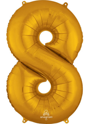 34in Anagram Gold Number 8 Balloon - Joker Party Supply