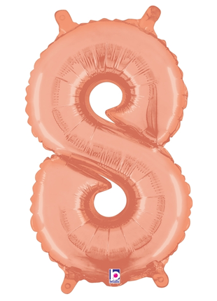 14in Betallic Air-Filled Rose Gold Number 8 Balloon - Joker Party Supply