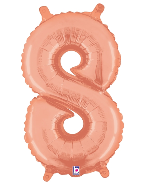 14in Betallic Air-Filled Rose Gold Number 8 Balloon - Joker Party Supply