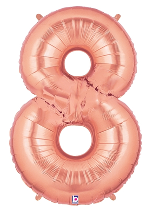 34in Betallic Rose Gold Number 8 Megaloons - Joker Party Supply