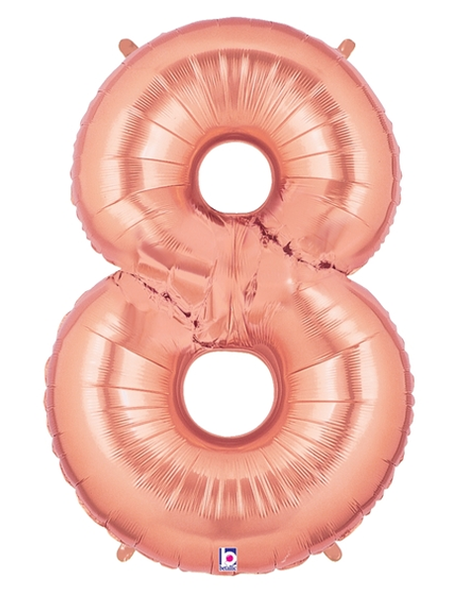 34in Betallic Rose Gold Number 8 Megaloons - Joker Party Supply
