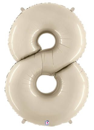 34in Betallic White Sand Number 8 Megaloons - Joker Party Supply