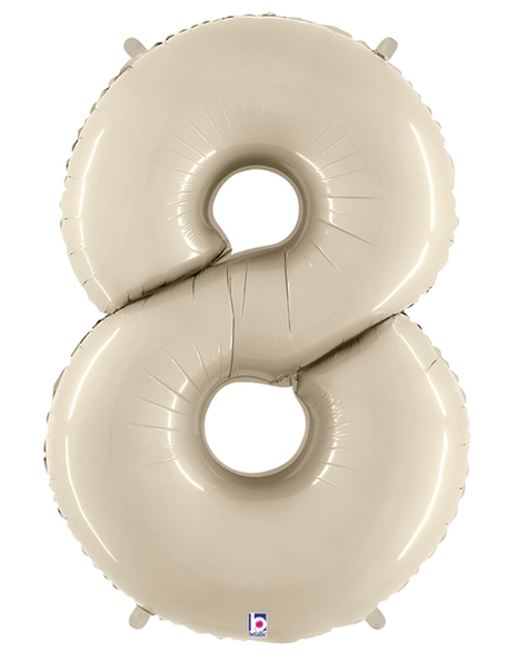 34in Betallic White Sand Number 8 Megaloons - Joker Party Supply