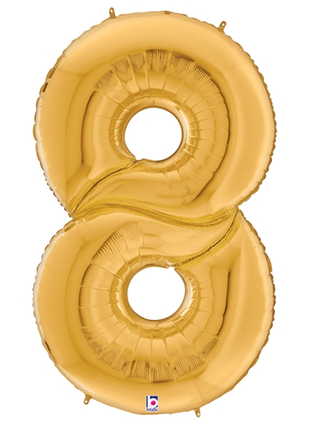 64in Betallic Gold Number 8 Gigaloons - Joker Party Supply