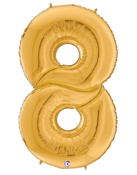 64in Betallic Gold Number 8 Gigaloons - Joker Party Supply