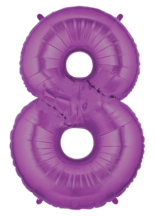 34in Betallic Purple Number 8 Megaloons - Joker Party Supply
